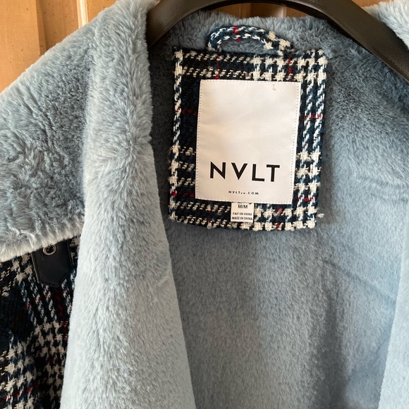 NWT NVL Plaid Coat Blue size M - Picture 10 of 10